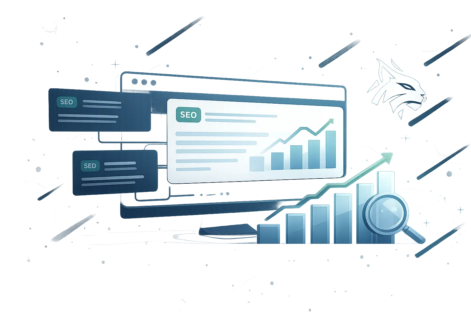 seo blog title templates workflow illustration with headline blocks and search optimization structure
